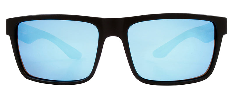 Matte Black + Blue Rubber / Smoke + Ice Blue Mirror