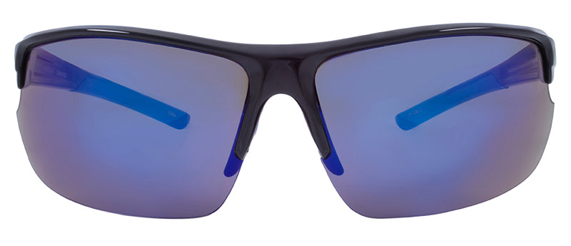 Gloss Black + Blue Rubber / Smoke + Blue Mirror