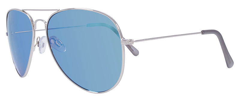 Gloss Silver / Smoke + Ice Blue Mirror