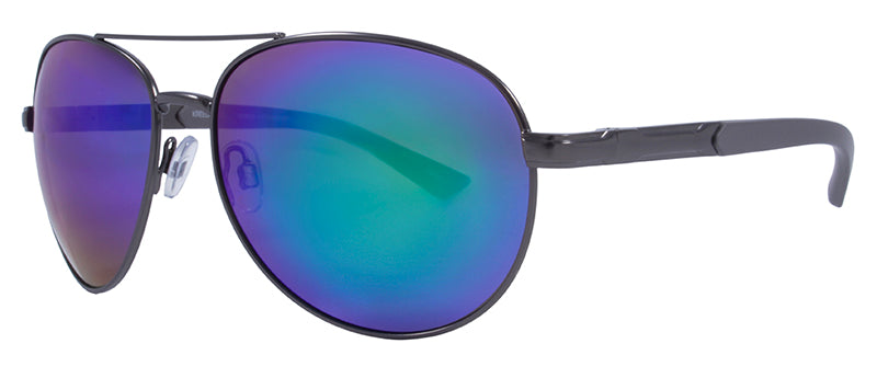 Matte Gunmetal + Black Temple Tips / Green + Blue Green Mirror