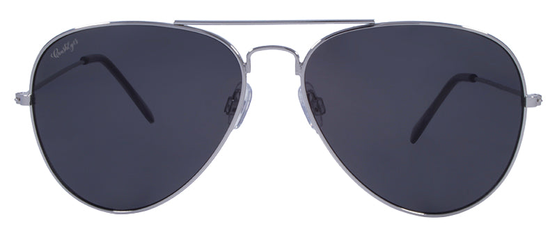 Gloss Silver + Dark Crystal Grey Temple Tips / Smoke