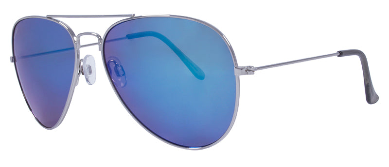 Gloss Silver + Dark Crystal Grey Temple Tips / Smoke + Blue Mirror