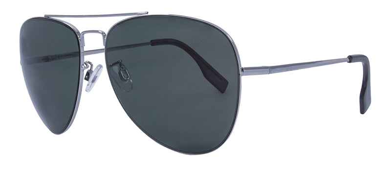 Gloss Silver + Crystal Grey Temple Tips / Green