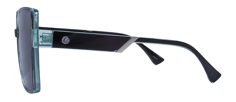 Gloss Crystal Blue Green + Black Front Spray + Silver Metal / Smoke