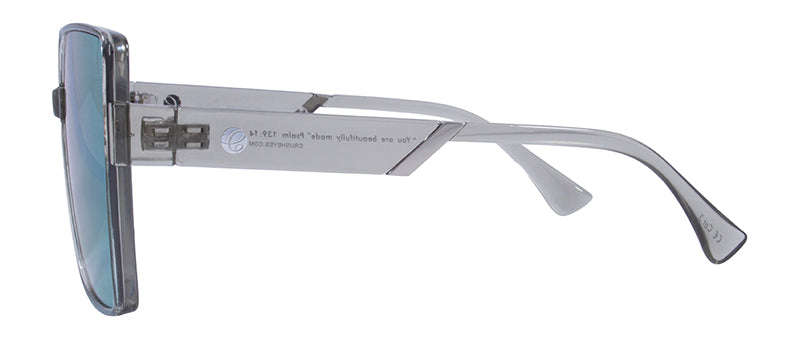 Gloss Crystal Warm Grey + Silver Metal / Smoke + Rose Gold Mirror