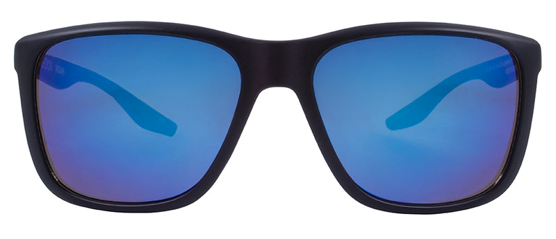 Matte Black + Silver Metal / Smoke + Blue Mirror