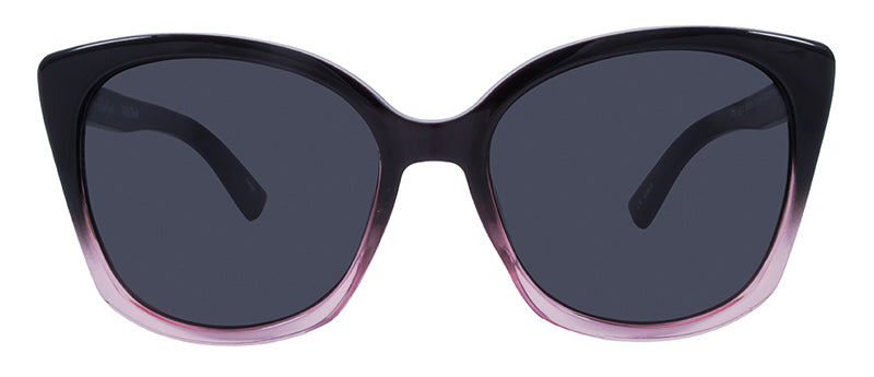 Gloss Black Fade to Crystal Clear Pink + Silver Metal / Smoke