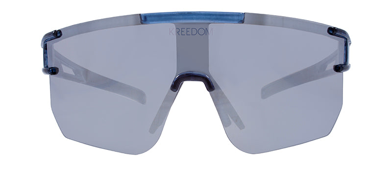 Gloss Crystal Navy Blue + Black Rubber / Smoke + Silver Flash Mirror
