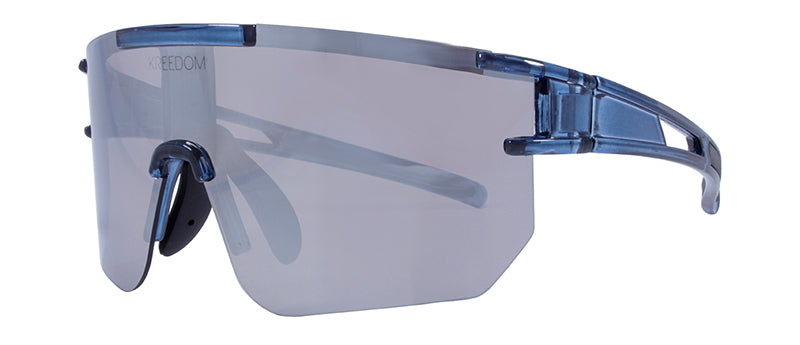 Gloss Crystal Navy Blue + Black Rubber / Smoke + Silver Flash Mirror