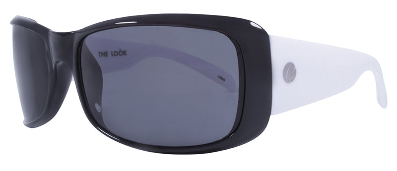 Gloss Black + White Temples / Smoke