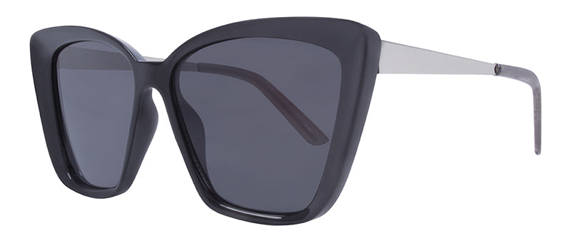 Gloss Black + Silver Temples + Dark Transparent Grey Tips / Smoke