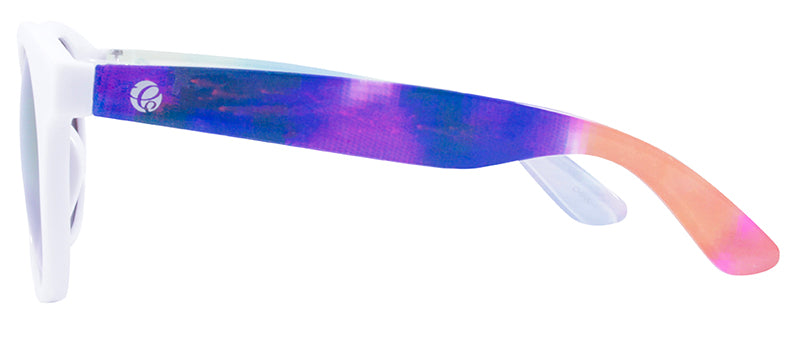 Gloss White Front / Gloss Clear + Tie Dye Print / Smoke + Pink Mirror