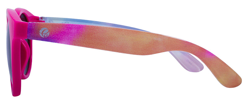 Gloss Pink Front / Gloss Clear + Tie Dye Print / Smoke + Purple Mirror