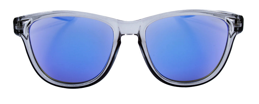 Gloss Crystal Dark Grey / Smoke + Blue Mirror