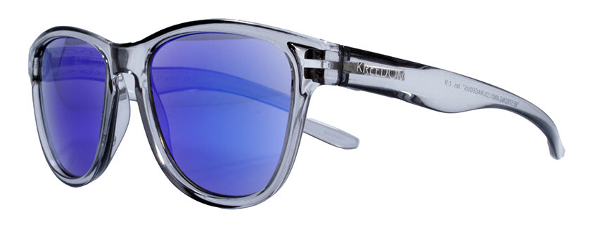 Gloss Crystal Dark Grey / Smoke + Blue Mirror