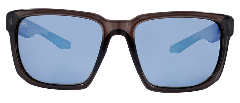 Gloss Crystal Grey / Black Rubber Temple Tip / Blue Revo Mirror