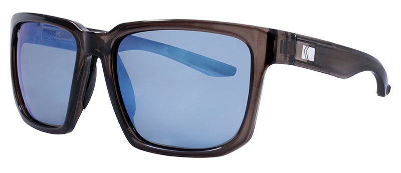 Gloss Crystal Grey / Black Rubber Temple Tip / Blue Revo Mirror