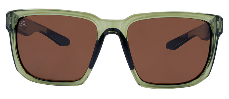 Gloss Crystal Green / Black Rubber Temple Tip / Brown