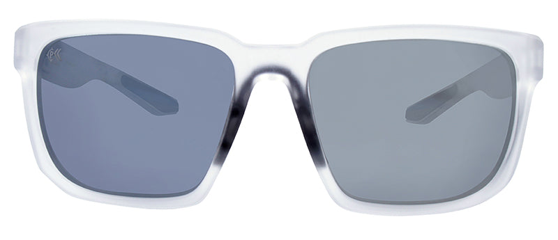 Matte Crystal / Black Rubber Temple Tip / Silver Revo Mirror