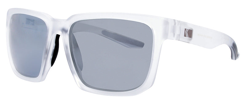 Matte Crystal / Black Rubber Temple Tip / Silver Revo Mirror