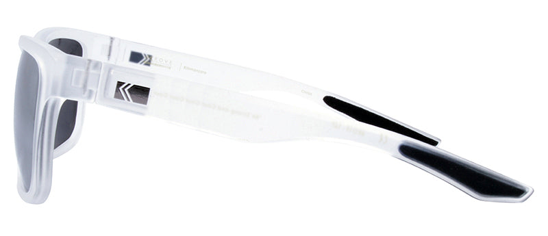 Matte Crystal / Black Rubber Temple Tip / Silver Revo Mirror