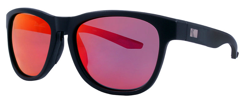 Matte Black / Black Rubber Temple Tip / Red Revo Mirror