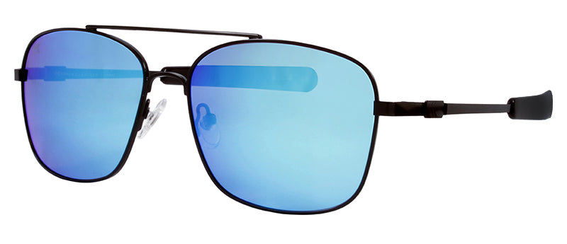 Matte Black / Gloss Black Temple Tip / Smoke + Real Ice Blue Revo Mirror