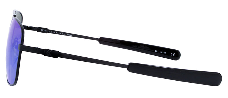 Matte Black / Gloss Black Temple Tip / Smoke + Real Ice Blue Revo Mirror
