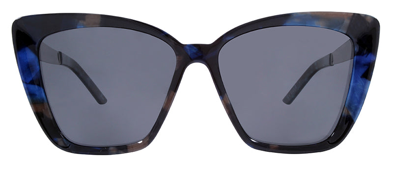 Gloss Blue Pattern / Brushed Light Gunmetal Temple + Gloss Demi Temple Tip / Smoke