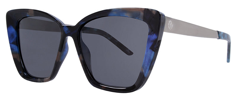 Gloss Blue Pattern / Brushed Light Gunmetal Temple + Gloss Demi Temple Tip / Smoke