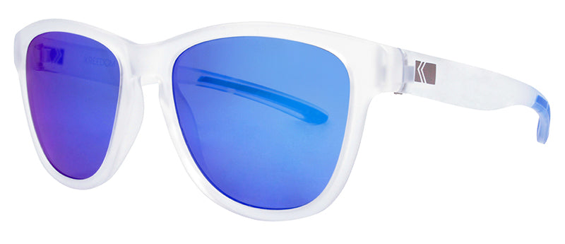 Matte Crystal Clear + Blue Temple / Smoke + Blue Revo Mirror