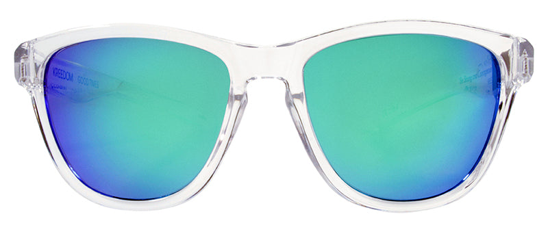 Gloss Crystal Clear / Smoke + Green Revo Mirror