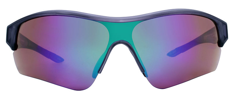 Matte Crystal Navy Blue + Black Rubber / Amber + Blue Green Revo Mirror