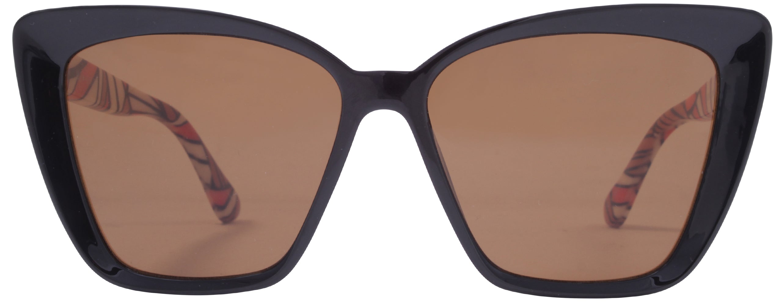 Gloss Black Front + Brown/Orange Swirl Temple / Brown