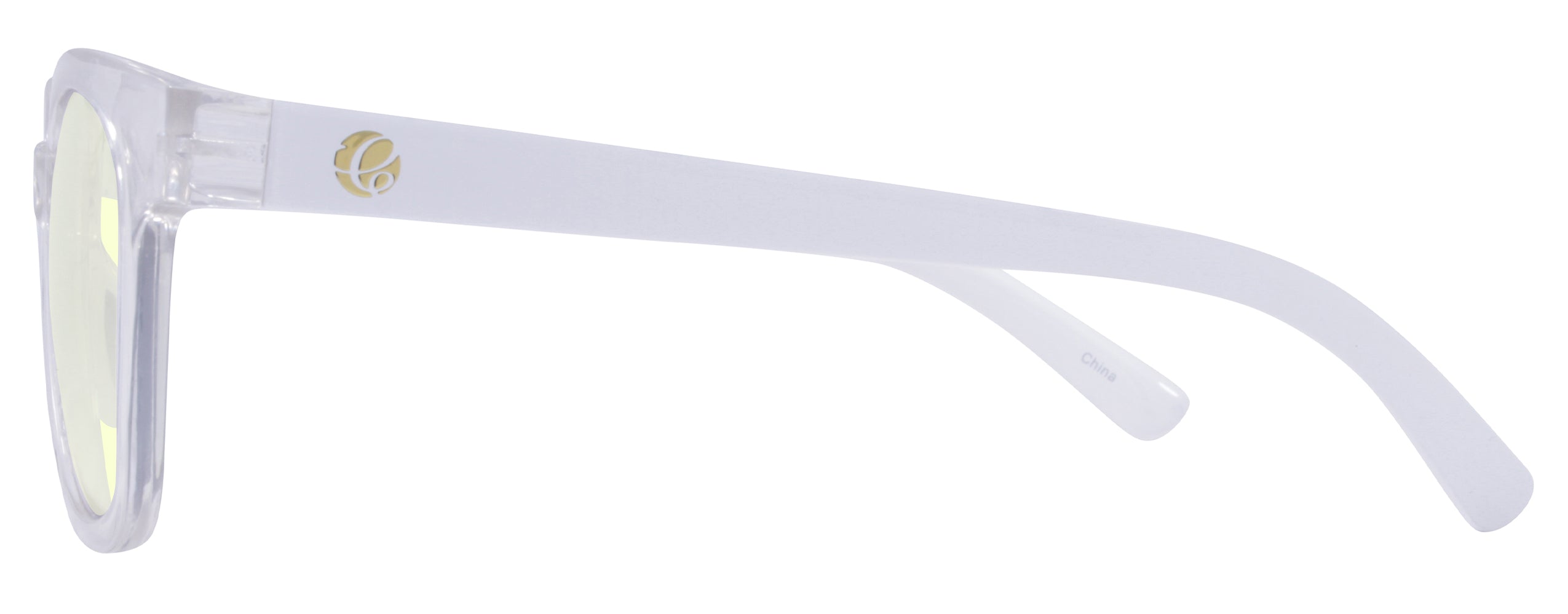 Gloss Crystal Clear Front + Gloss White Temple - Lens: Blue Light