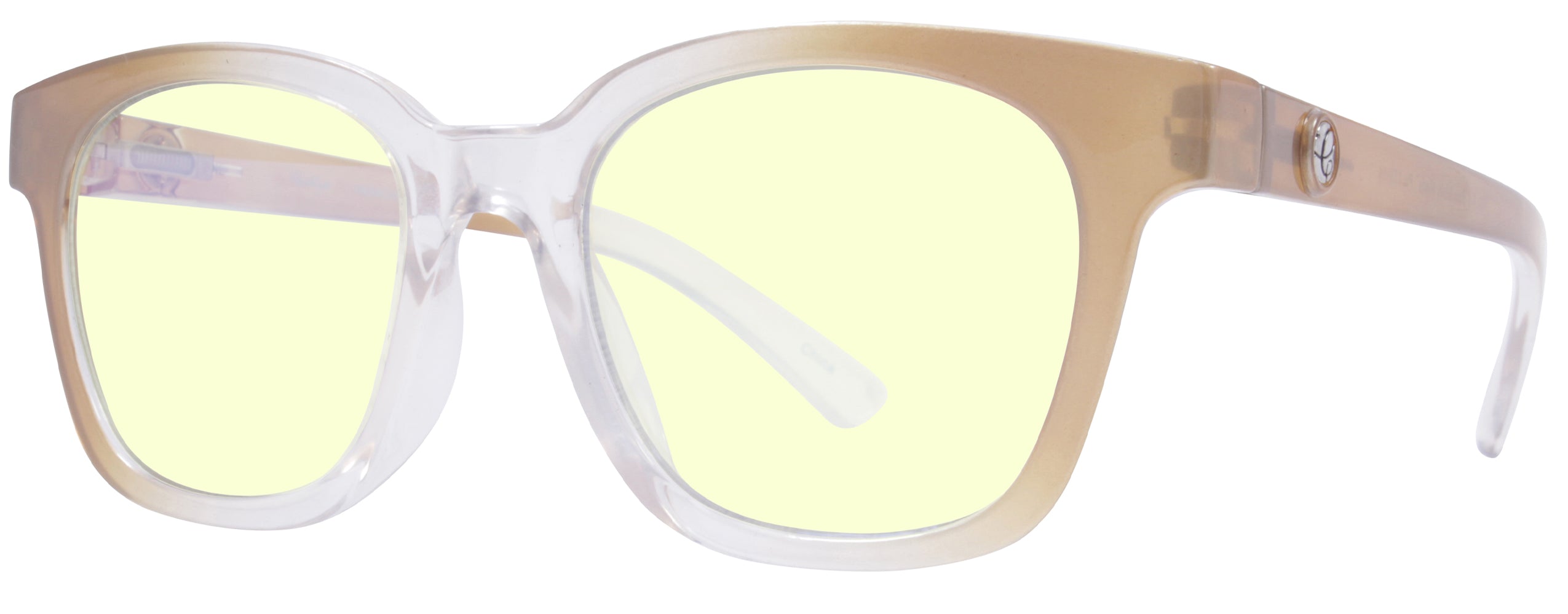 Gloss Crystal fade to Pearl - Lens: Blue Light - Temple Logo: Silver