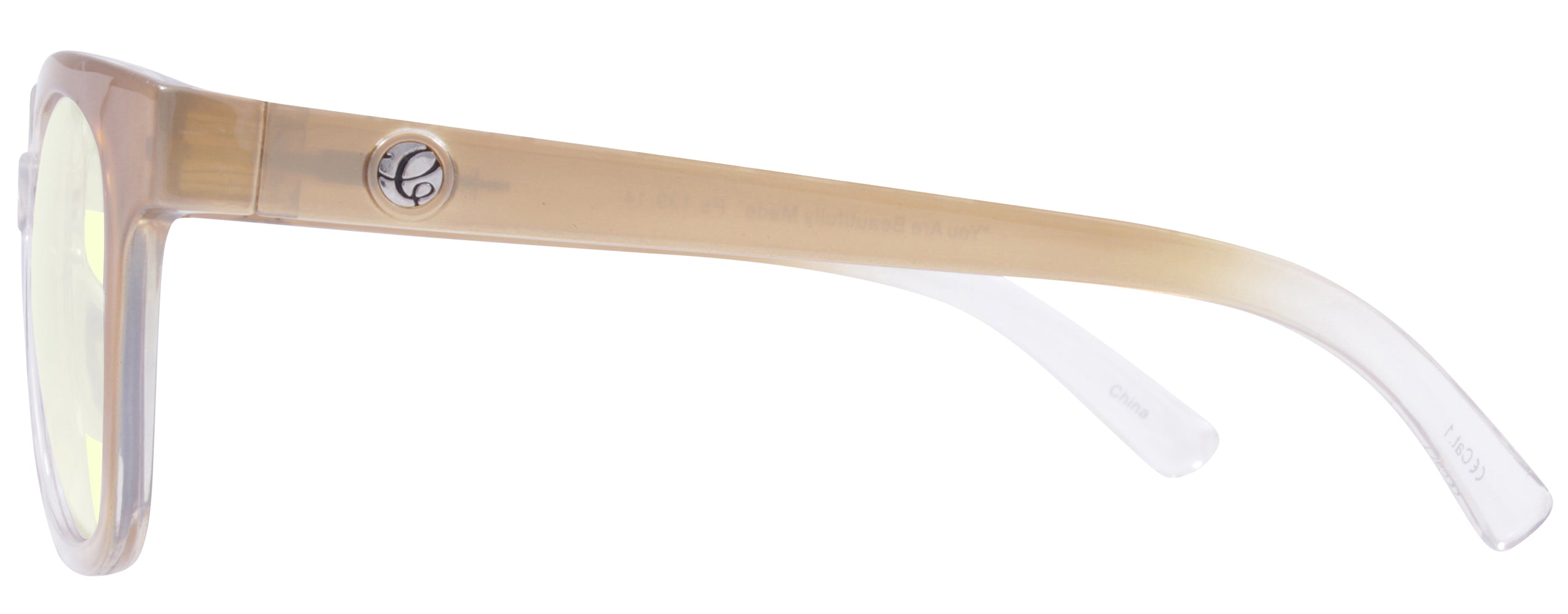 Gloss Crystal fade to Pearl - Lens: Blue Light - Temple Logo: Silver