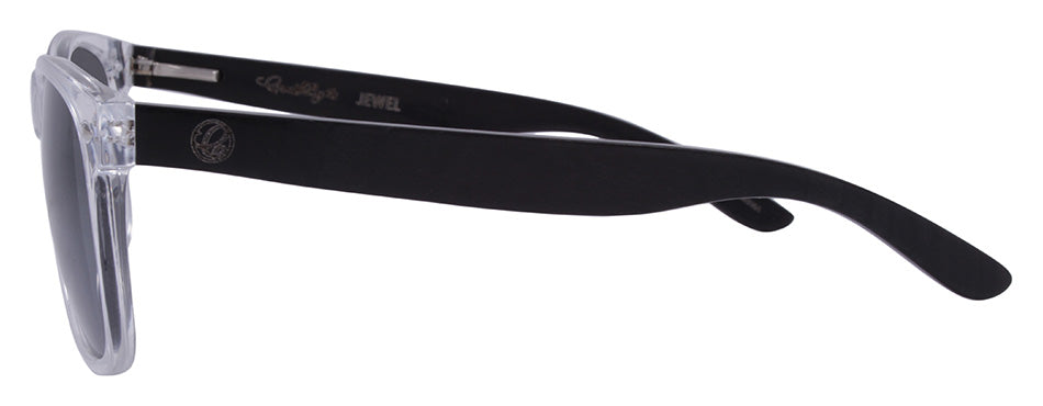Gloss Crystal + Solid Black Wood Temple / Smoke
