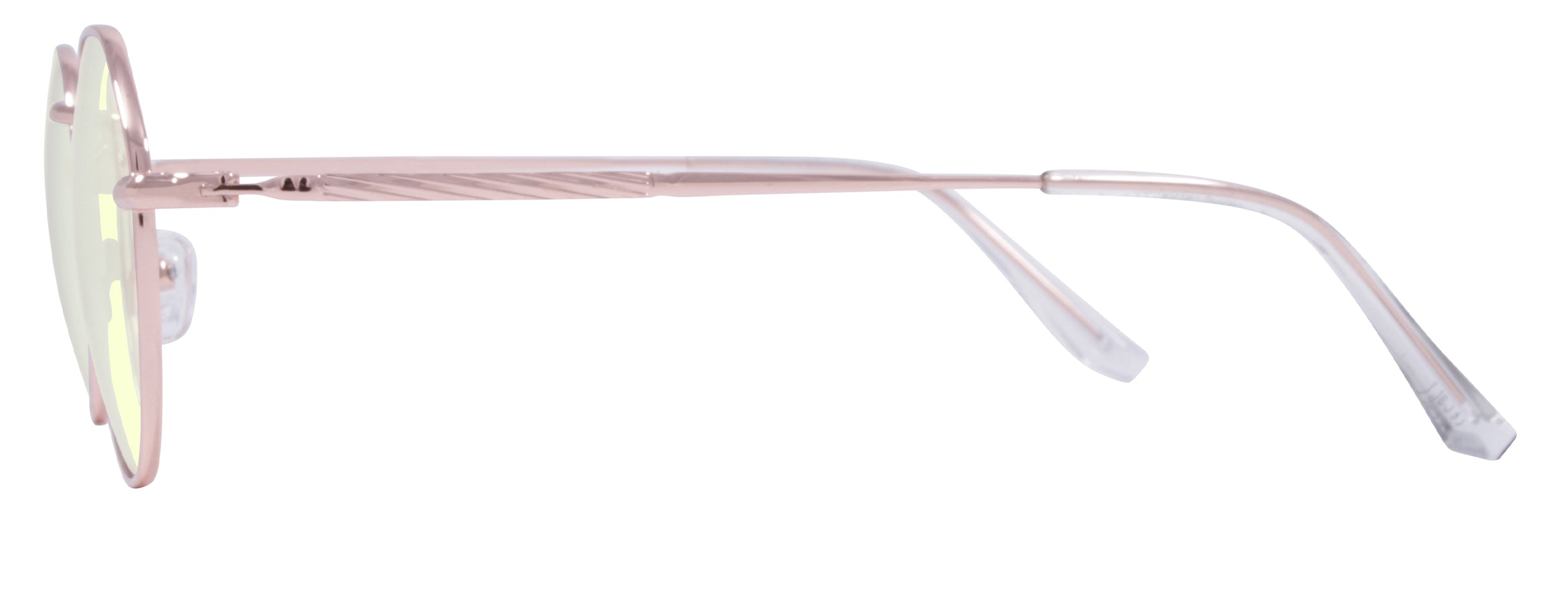 Gloss Rose Gold + Clear Temple Tips- Lens: Blue Light