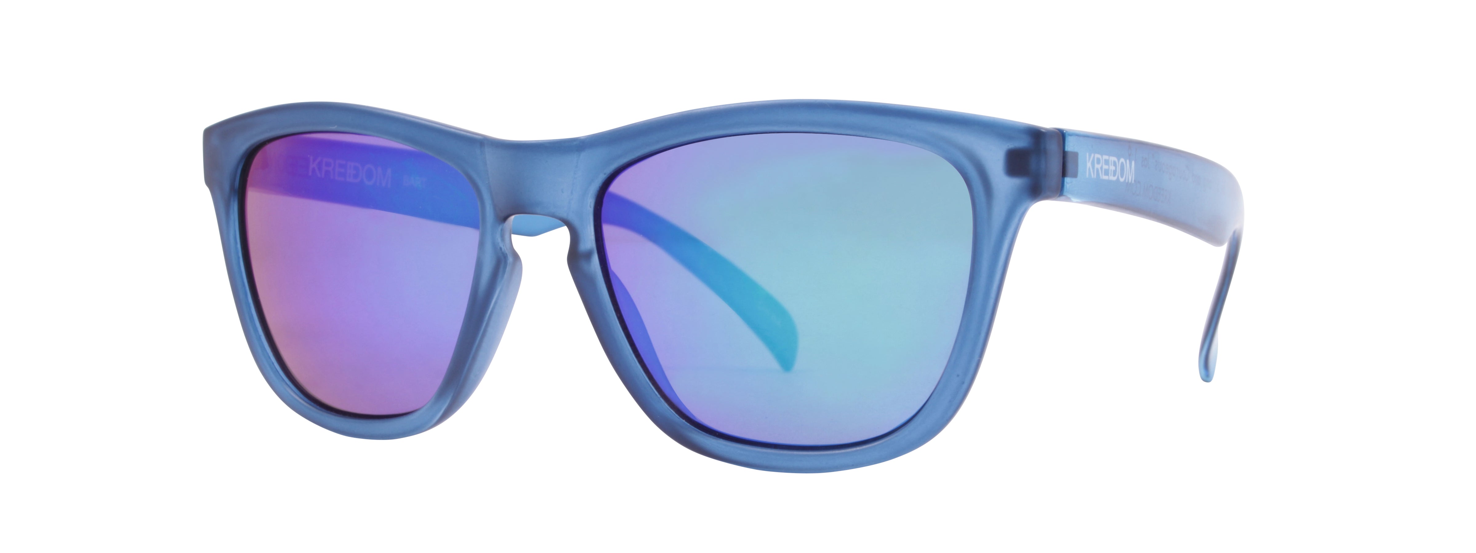 Matte Crystal Blue + Gloss Crystal Blue Temples / Smoke + Green Mirror