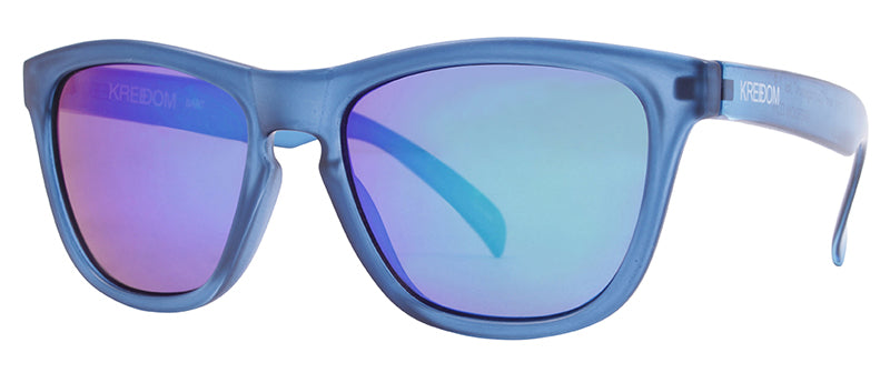 Matte Crystal Blue + Gloss Crystal Blue Temples / Smoke + Green Mirror