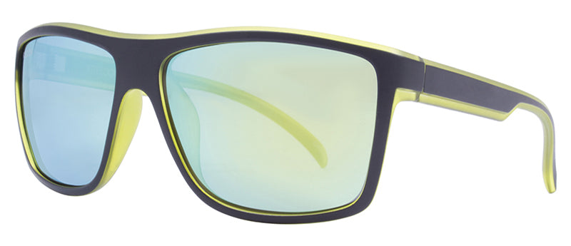 Matte Black + Lime Green Crystal Inlay / Smoke + Yellow Mirror