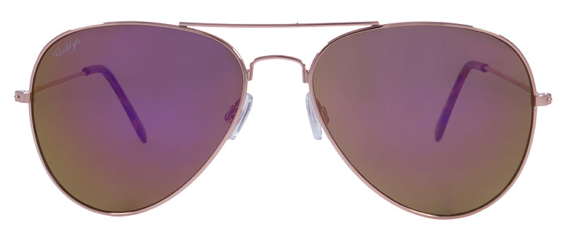 Gloss Rose Gold + Demi Temple Tips / Brown + Purple Pink Mirror
