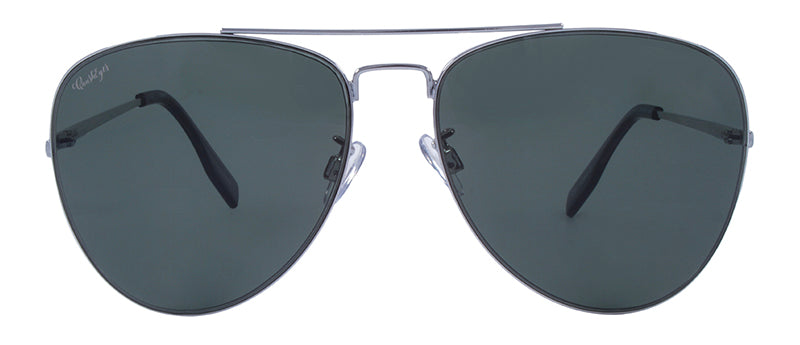 Gloss Silver + Crystal Grey Temple Tips / Green