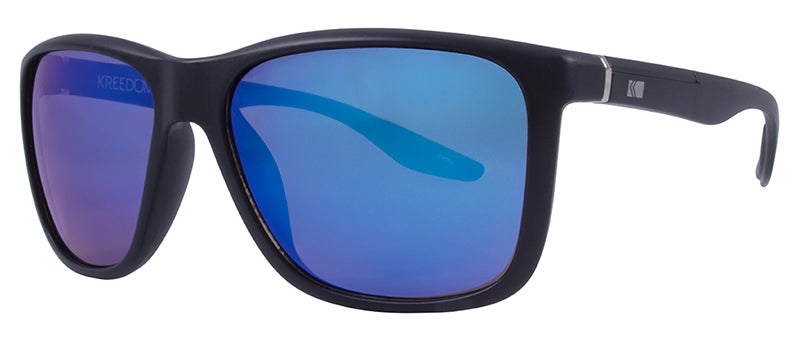 Matte Black + Silver Metal / Smoke + Blue Mirror
