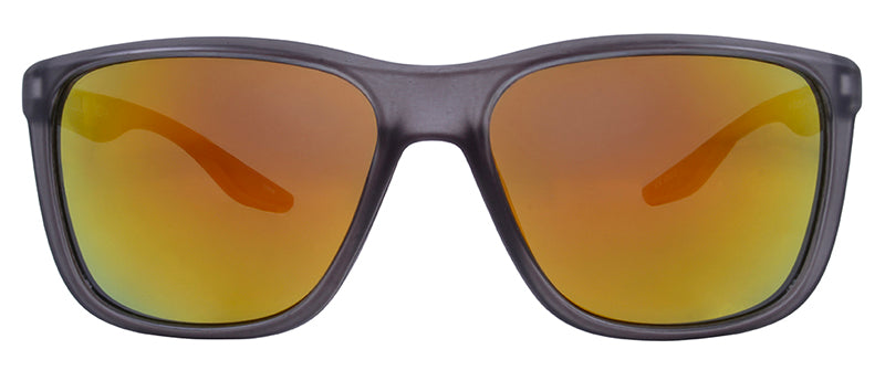 Matte Crystal Grey + Silver Metal / Smoke + Red Mirror
