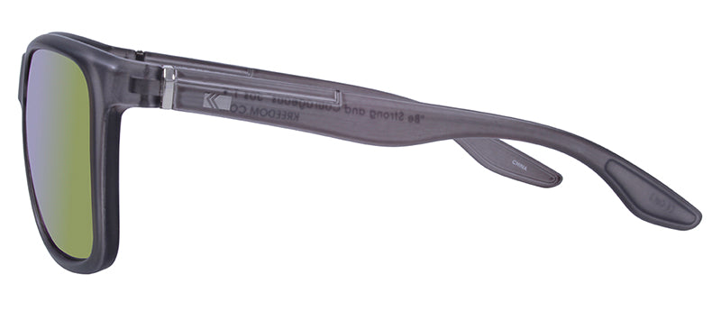 Matte Crystal Grey + Silver Metal / Smoke + Red Mirror
