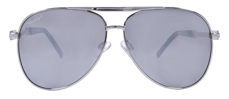 Gloss Silver + Black Temple Tips / Smoke + Silver Flash Mirror
