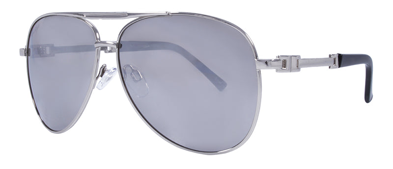 Gloss Silver + Black Temple Tips / Smoke + Silver Flash Mirror
