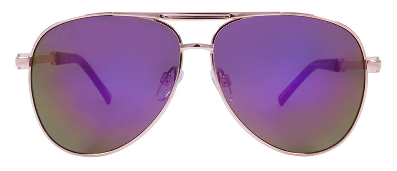 Gloss Rose Gold + Demi Temple Tips / Smoke + Purple Pink Mirror
